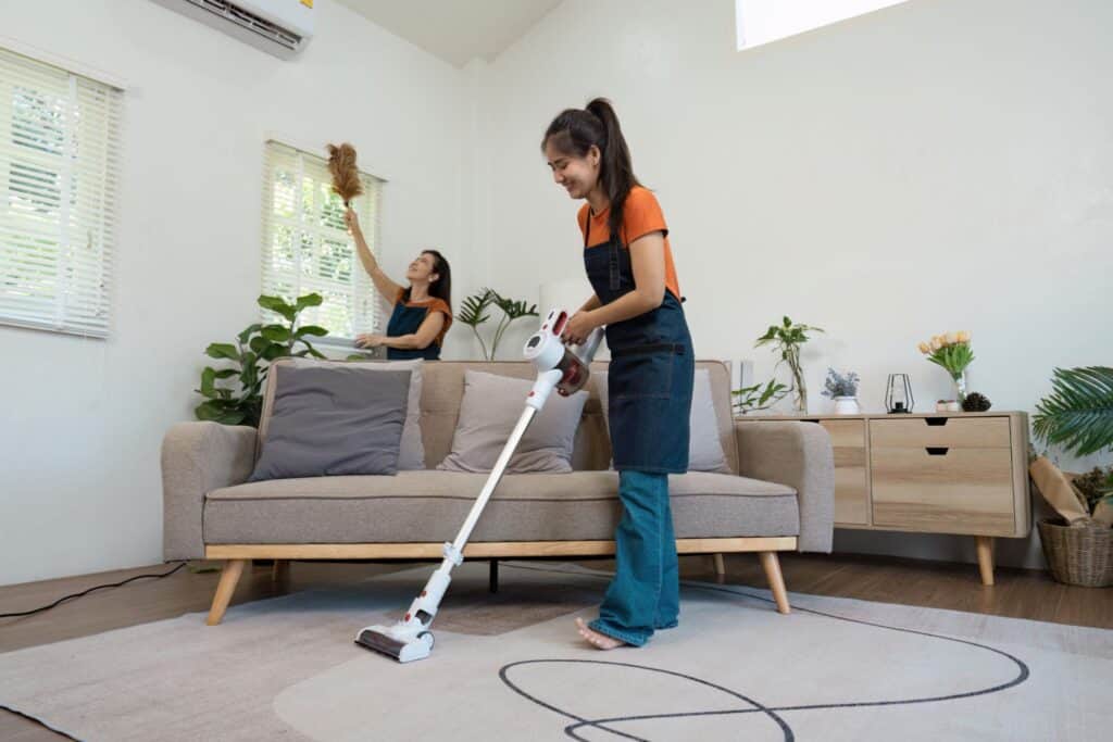Professional residential house cleaning service in Canton MA cleaning a modern home interior
